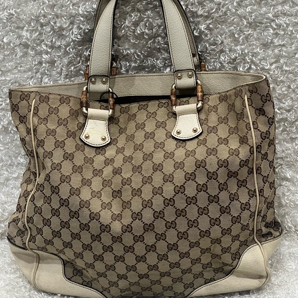 GUCCI Vintage GG Canvas Bamboo Tote - Picture 16 of 16